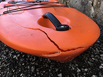 Repair to Kayak after falling from roof rack